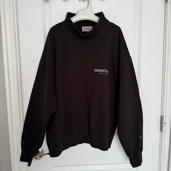 Essentials Black Mock Neck Sweatshirt size M - Picture 2 of 6